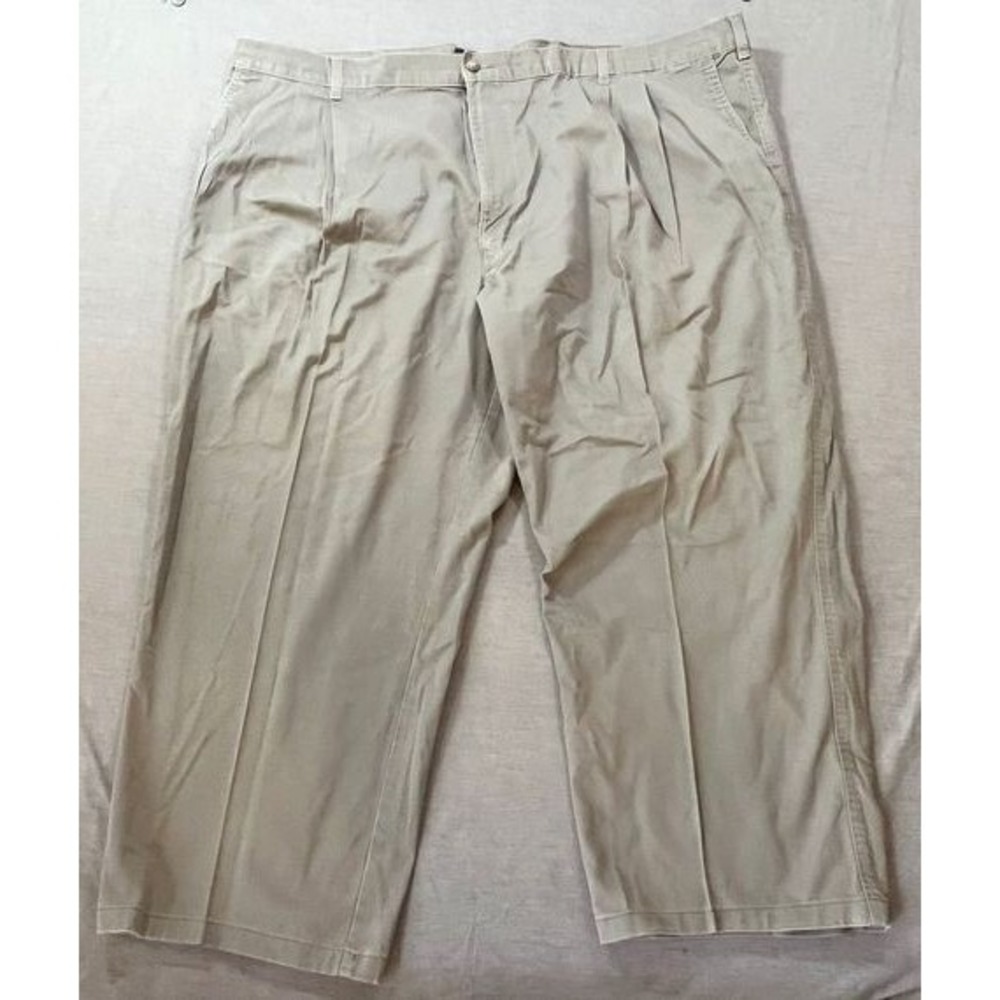Salmon River Pants Mens 48 Beige Pleated Belted Pocketed Zip Button Men 48x31.